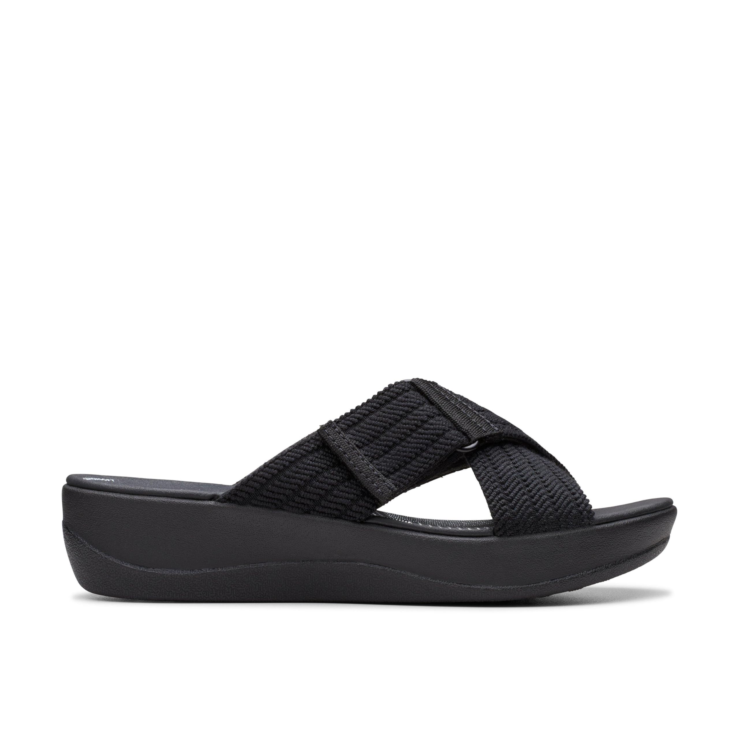 Clarks Women's Classic Sandal, Black/White, 5.5