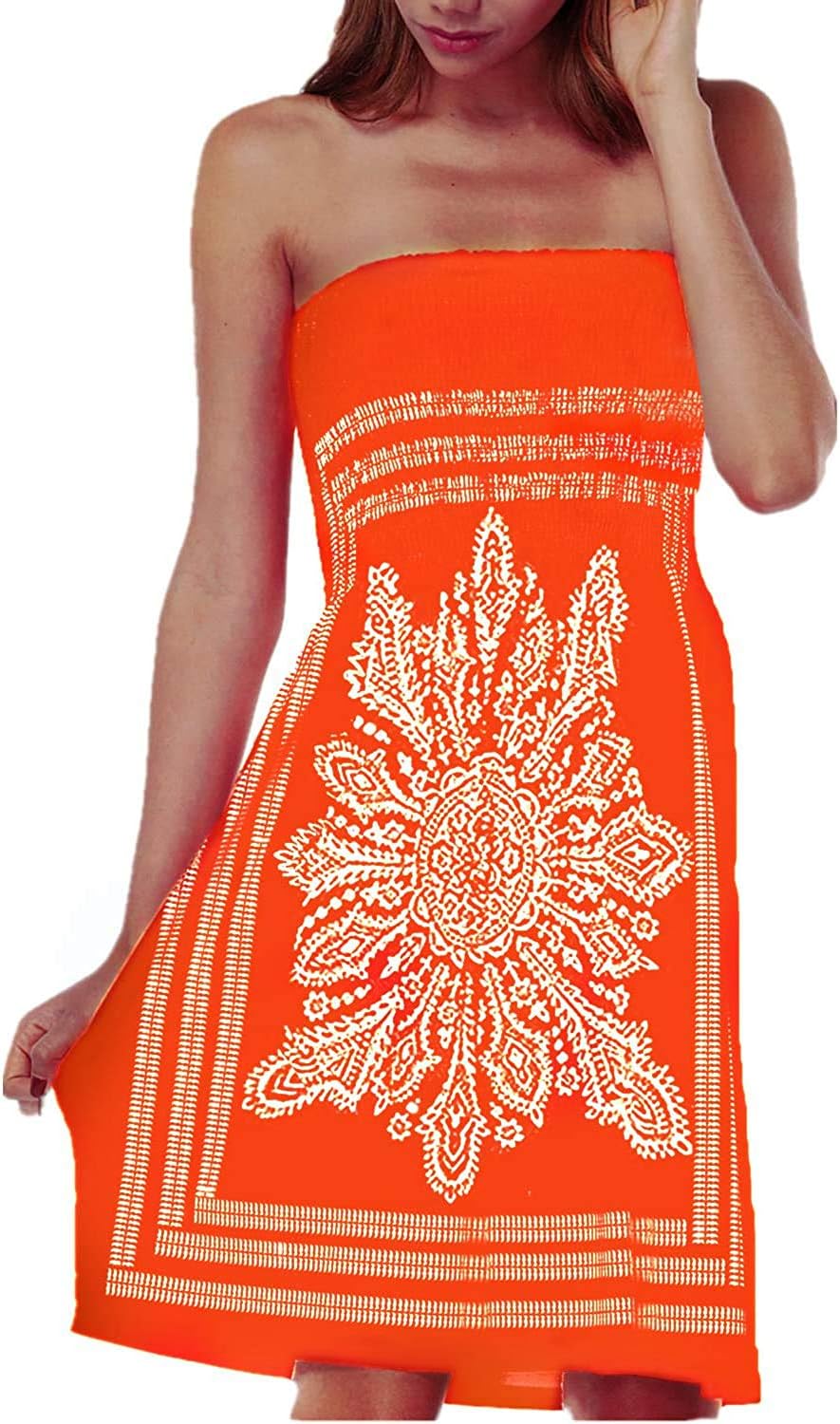 QegarTop Women Coverup Summer Strapless Beach Dress Swimwear Boho Bathing Covers