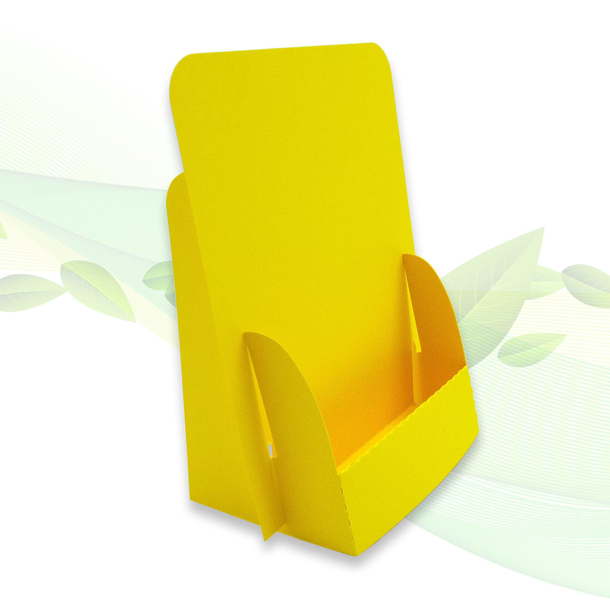 thefoldstands 5 Foldable Flyers Stand Yellow Design Ecological Brochure Stand for DIN A6 Flyer 10.5 x 14.8 cm Vertical, Brochure Holder Made of Eco FSC Cardboard, Short to Medium Term Use