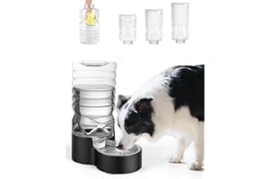 Heouvo 2.1 Gallon Automatic Dog Water Dispenser【Wide Mouth for Easy Hand-in Cleaning】【Removable Stainless Steel Bowl】, Gravity Refilling Large Capacity for Cats and Dogs, Multi-Pet Homes