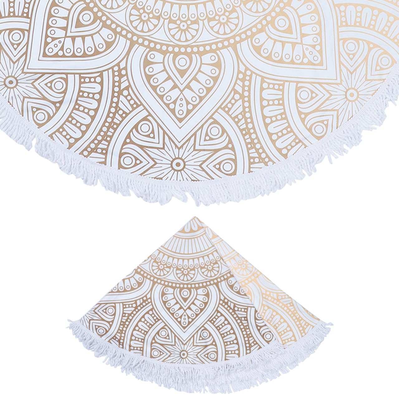Milisten Mandala Round Beach Towel Bath Towel Rapid Drying Circle Beach Mat Washcloths for Baby Beach s Oversized Beach Blanket Yoga Travel White Fiber Swim