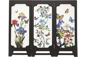 Toyvian Mini Folding Screen Tabletop Divider Asian-Themed Office Decor Butterfly Blossom Design Compact Room