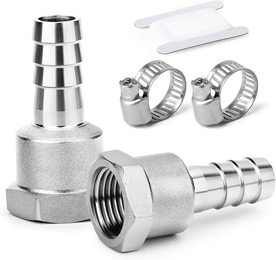 ERGAOBOY 2 Pcs 304 Stainless Hose Barb Fittings 12mm to 1/4 BSP Female
