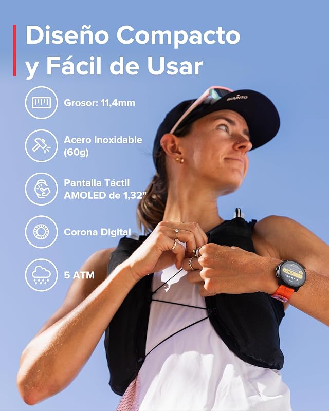 Race S Reloj Correr con Pantalla Táctil AMOLED, Reloj Deportivo GPS de Doble Frecuencia, Seguimiento de HRV y Sueño, Plan de Entrenamiento Basado en IA, Mapas Offline Gratuitos