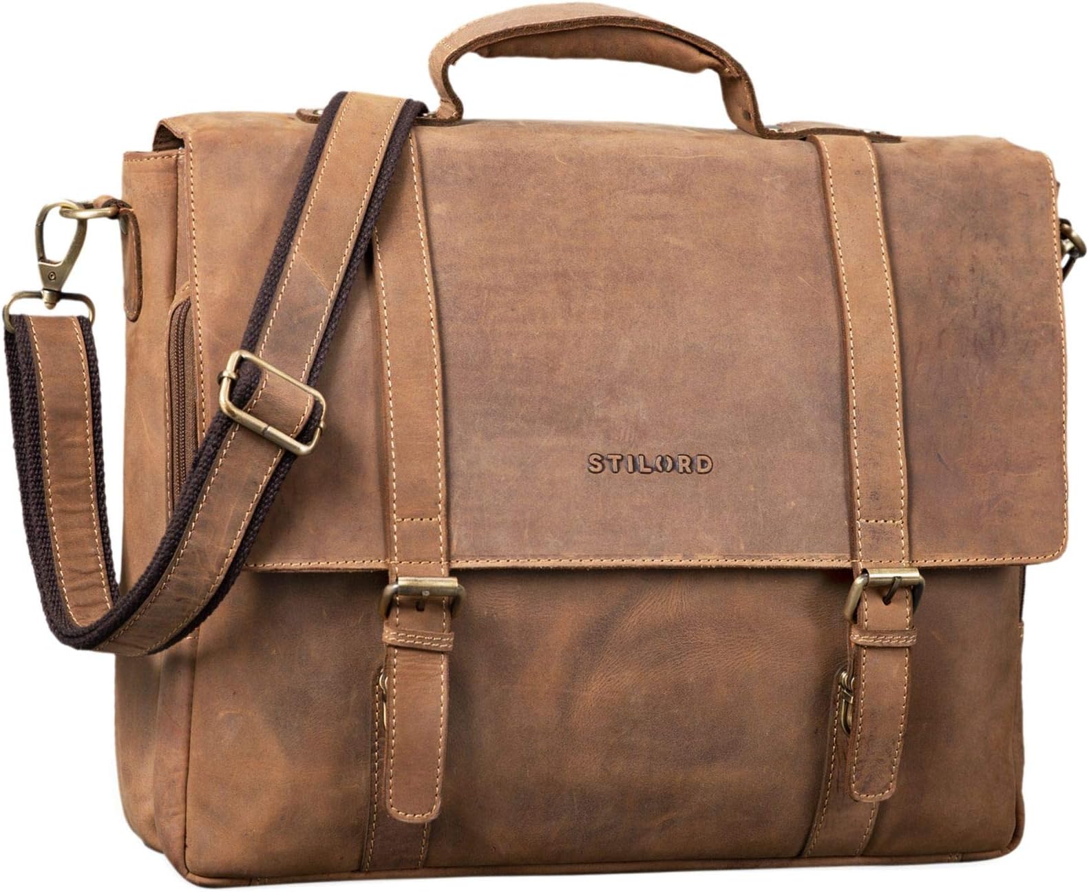 Calvin' Business Satchel Leather Large Portfolio for Men with 15.6 inch Laptop Compartment Briefcase