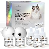 Cat Calming Pheromone Diffuser Feline Pheromones Multicat Diffuser Refills Plug in for Anxiety, Stress, Alone At Home,Spraying, Fighting, Scratching Cat Calm Relaxing 6 in 1 (2 Diffusers &amp; 4 Refills)