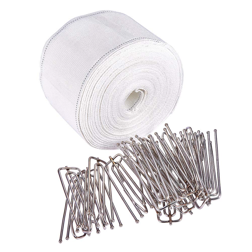Increway 20 x 10m White Stainless Steel Curtain Tape with 4 Spokes Deep Pleat Curtain Clips