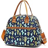 FlowFly Insulated Lunch Bag With Shoulder Strap for Women, Men, and Kids, Large and Reusable, Handle, Freezable Work and School Travel Tote and Meal Prep Organizer,Cactus