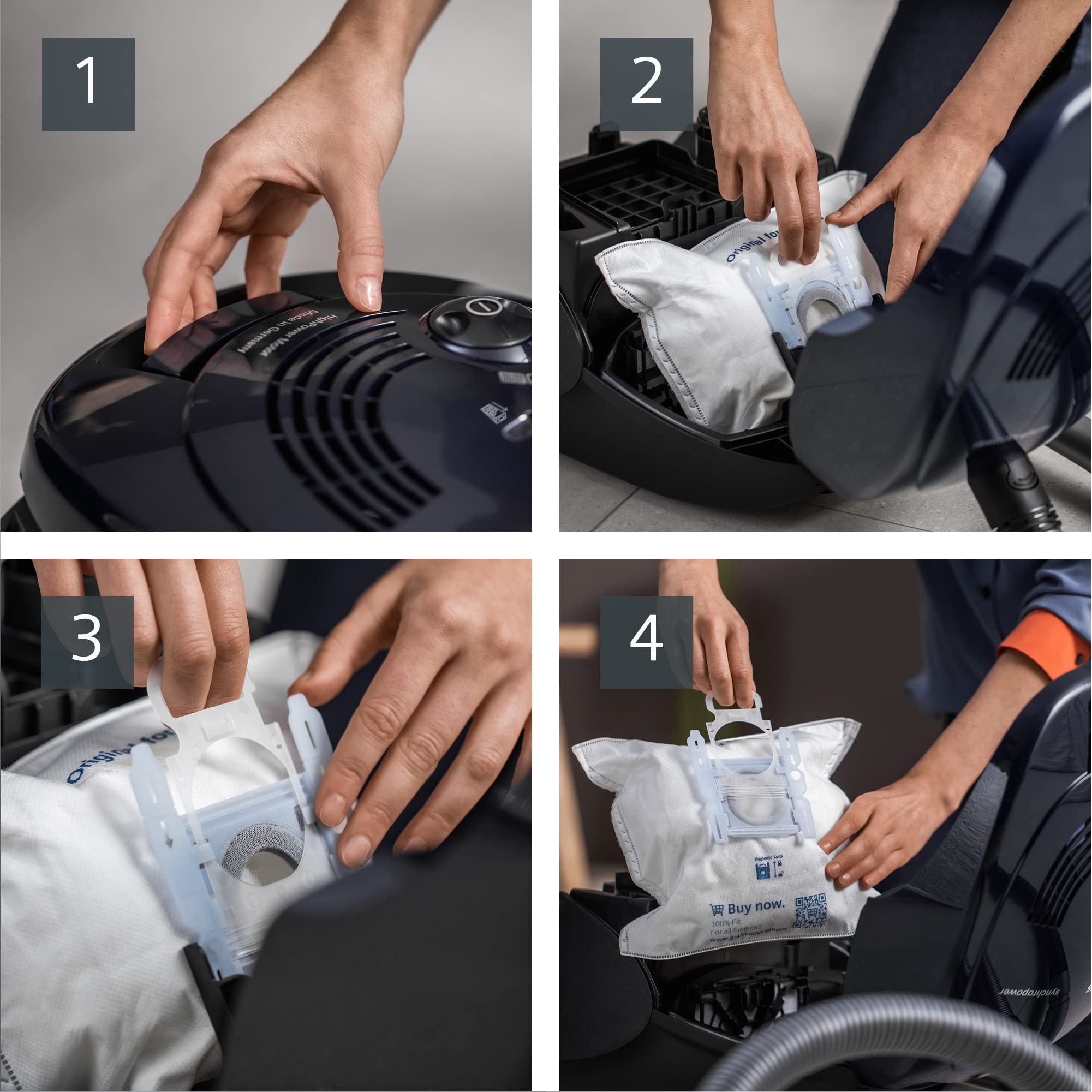 Siemens Staubsauger mit Beutel synchropower VS06B1110, Bodenstaubsauger, Hygiene-Filter, Bodendüse für Hartboden und Teppich, Starke Saugleistung, langes Kabel, Fugendüse, 700 W, blau 7