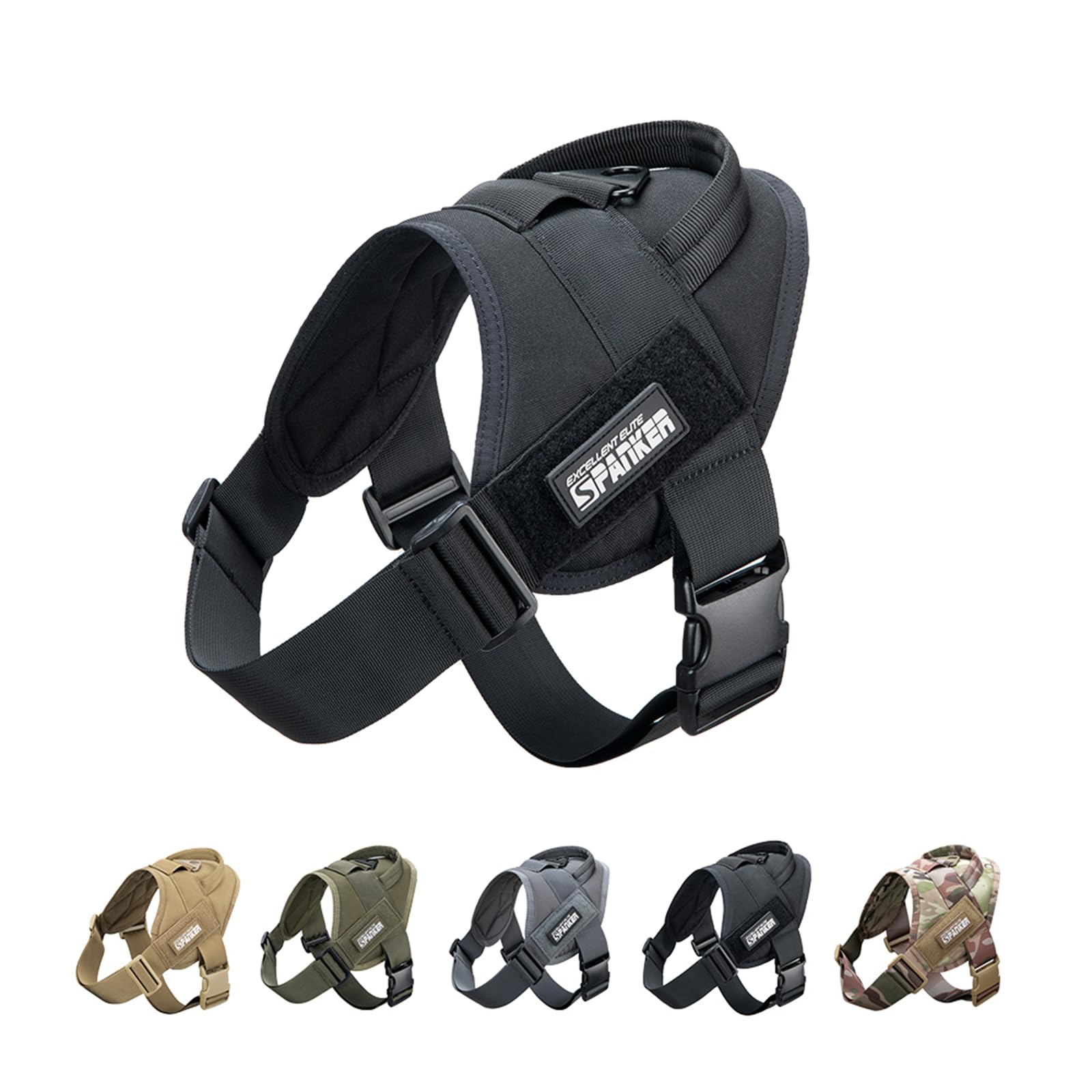 EXCELLENT ELITE SPANKER Tactical Dog Vest Training Military Patrol Service Dog Harness Easy Control Adjustable No-Pull Nylon Pet Harness with Handle for Small Medium Large Dogs(Black-L) — image 1