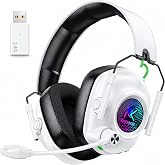 Wireless Gaming Headset with Mic for PS5, PS4, PC, Mac, 20ms Low Latency | 2.4GHz Wireless &amp; Bluetooth 5.4, Noise-Canceling Mic, 50mm Drivers, RGB Lighting, Up to 60H Battery Life, Foldable