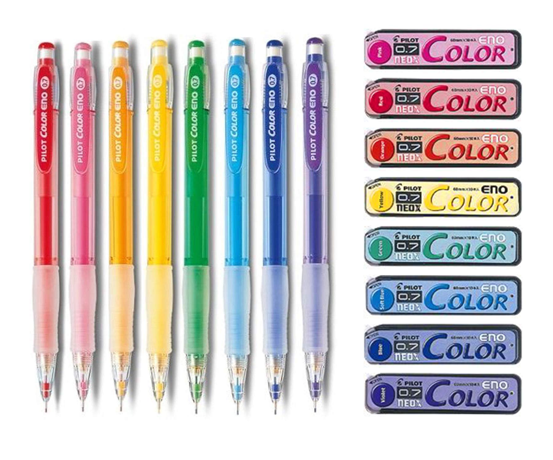 Photo 1 of Pilot Color Eno 0.7mm Automatic Mechanical Pencil 8 Color Set & 0.7mm Lead Refill 8 Color Set