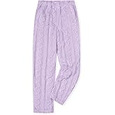 Umeyda Girl's Women's Fuzzy Pajama Pants Elastic Waist Fleece Plush Loungewear Pj Pants with Pockets, 6Years-XL