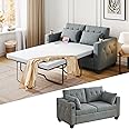 LINSY HOME Pull Out Sofa Bed - Queen Size Sleeper Sofa Bed Couch, Convertible Couch Bed with Memory Foam Mattress & Wood Bed Frame, Pullout Loveseat Couch for Living Room Apartment Office (Dark Grey)