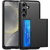 SZSSZSM Wallet for Samsung Galaxy S24 Case with Card Holder Dual Layer Military Grade Protective Shockproof Hidden Card Slot Slim Fit Phone Cover - Black