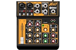 Audio Mixer D Debra Audio Mini4 Portable 4-Channel DJ Mixer Console, Sound Mixing Board with USB Bluetooth 48V Phantom Power, Audio Console for Live Wedding Party Recording Broadcast (Mini4)