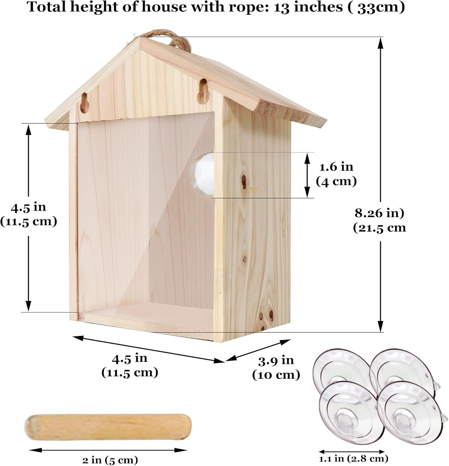 Meric Spy Birdhouse, Enjoy Indoor Birdwatching, See Through Dwelling Place for Backyard Birds, Ideal Family and Kids Activity, Item, Includes 4 Suction Holes,1 Piece per Pack: Pet Supplies
