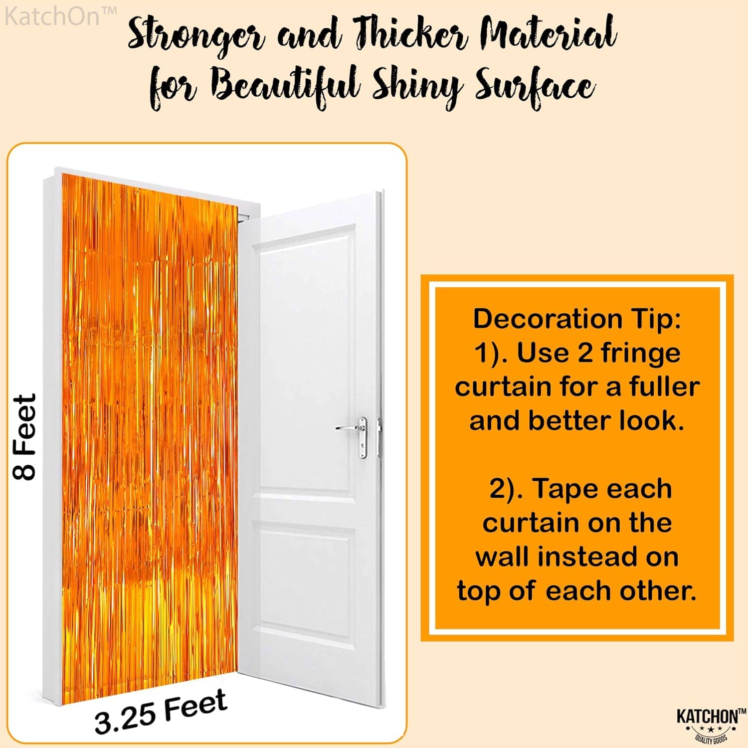 KatchOn, XtraLarge Orange Fringe Backdrop Curtain - 3.2x8 Feet, Pack of 2 | Orange Streamers for Basketball Party Decorations, Birthday Decorations, Basketball Decor | Halloween Decorations