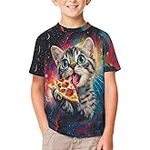 HaniLav Boys Girls 3D Cat Graphic Printed T-Shirt Kids Summer Cool Crewneck Short Sleeve Tees