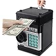 Cargooy Mini ATM Piggy Bank ATM Machine Best Gift for Kids,Electronic Code Piggy Bank Money Counter Safe Box Coin Bank for Boys Girls Password Lock Case (Black)