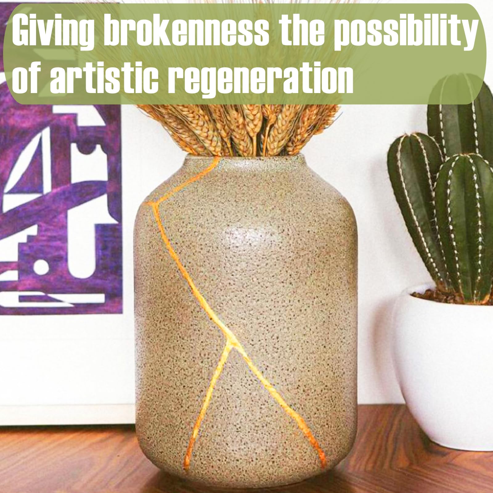 Kintsugi Repair Kit Gold，Kintsugi Repair Kit Food Safety Quickly Repair Your Precious and Meaningful Pottery，Japanese Gold Repair Kit Can Be Used to Repair Ceramics, Glass, Pottery