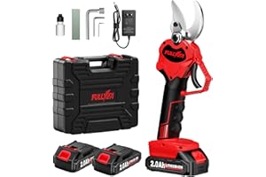 FULLYEA Electric Pruning Shears Cordless, 1.2'' (30mm) Cutting Diameter, Electric Pruner Branch Cutter with 2 * 2.0Ah Batteries & SK5 Blade, Professional Battery Pruning Shears for Garden Tree Branch