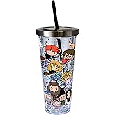 Spoontiques - Harry Potter Tumbler - Cartoon Glitter Cup with Straw - 20 oz - Acrylic - Multi