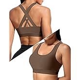 Buauty Sports Bras for Women, Criss Cross Back Medium Support Bras for Large Bust, Strappy Yoga Workout Bra with Pads