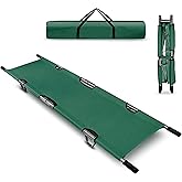 Folding Stretcher for Medical Emergency Heavy Duty Handles | Portable Travel Emergency Medical Stretcher for Patient Transport, Straps and Carrying Case, High-Grade Aluminum Alloy, Green