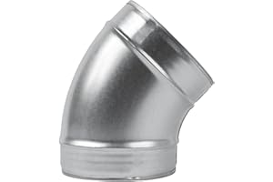 ECOPRO VENT 6" Inch 45˚ Degree Galvanized Steel Duct Elbow - Pressed Industrial Connector Bend - Ventilation Pipe Fitting - Dryer, Exhaust, Extractor Hood Air Inlet, Outlet Pipe Joint