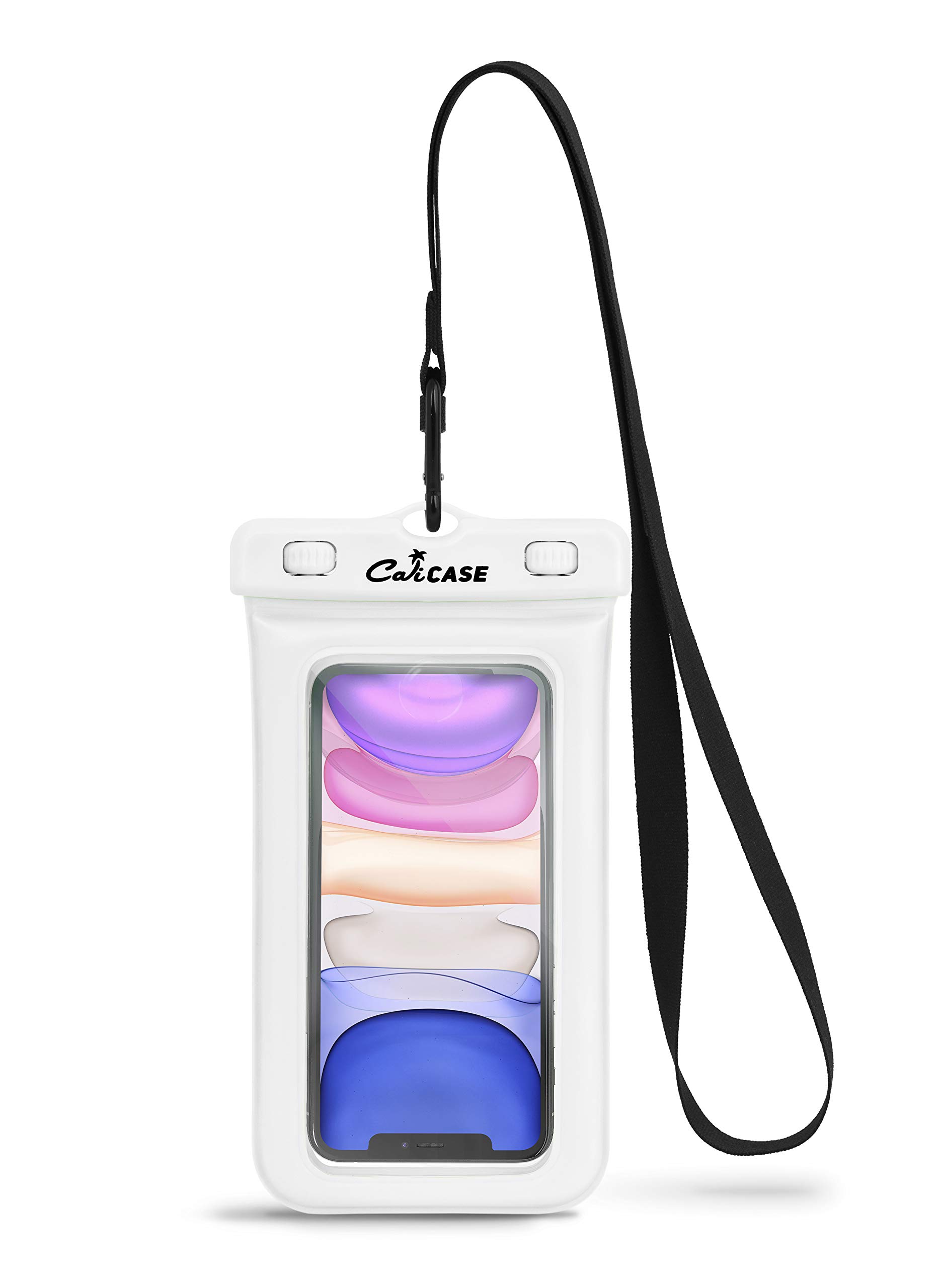 CaliCase Universal Waterproof Floating Phone Pouch - IPX8 Waterproof Floating Phone Case With Lanyard For iPhone X-15/ S20-S24/ Pixel 4-8 - White — image 1