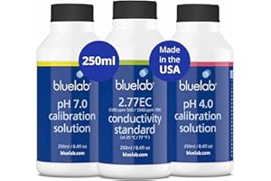 BlueLab 2.77EC Conductivity Solution, PH 7.0, and PH 4.0 Calibration Solution Set 250 Milliliters