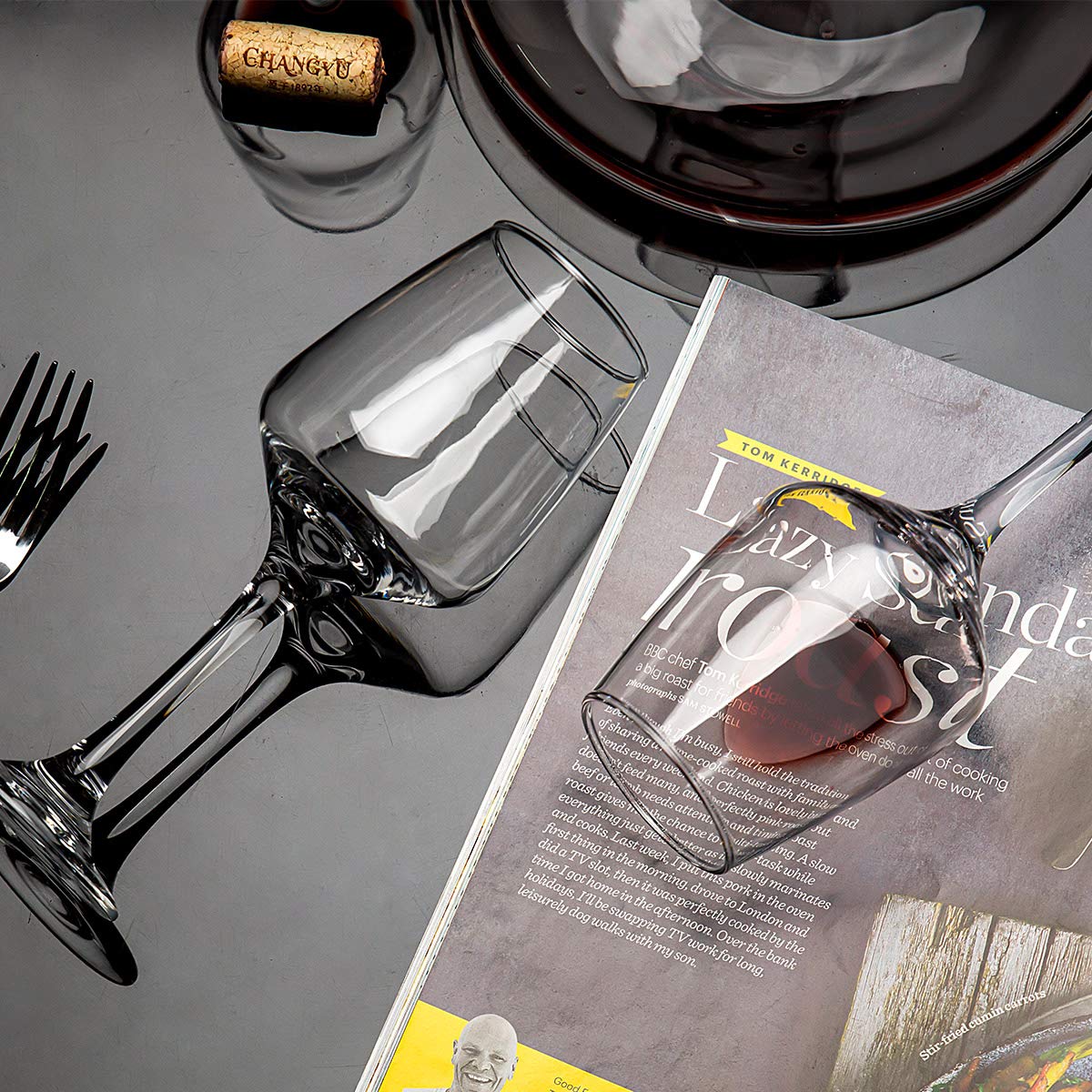 C CREST Wine Glasses Set of 8, 12oz, Lead-free, Clear, Durable Glassware