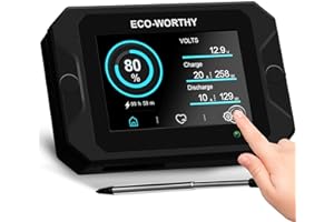 ECO-WORTHY Battery Monitor with Hall Sensor Touchable Display, 9-80V 300A Battery Monitor for Li-ion/LiFePO4/AGM/Gel Battery 