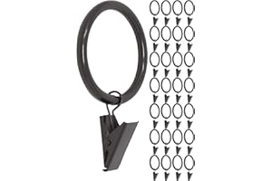 Meriville Drapery Curtain Rings with Clip - 1.5-Inch Inner Diameter, Fits Up to 1 1/4-Inch Rod, Set of 28, Oil-Rubbed Bronze Finish