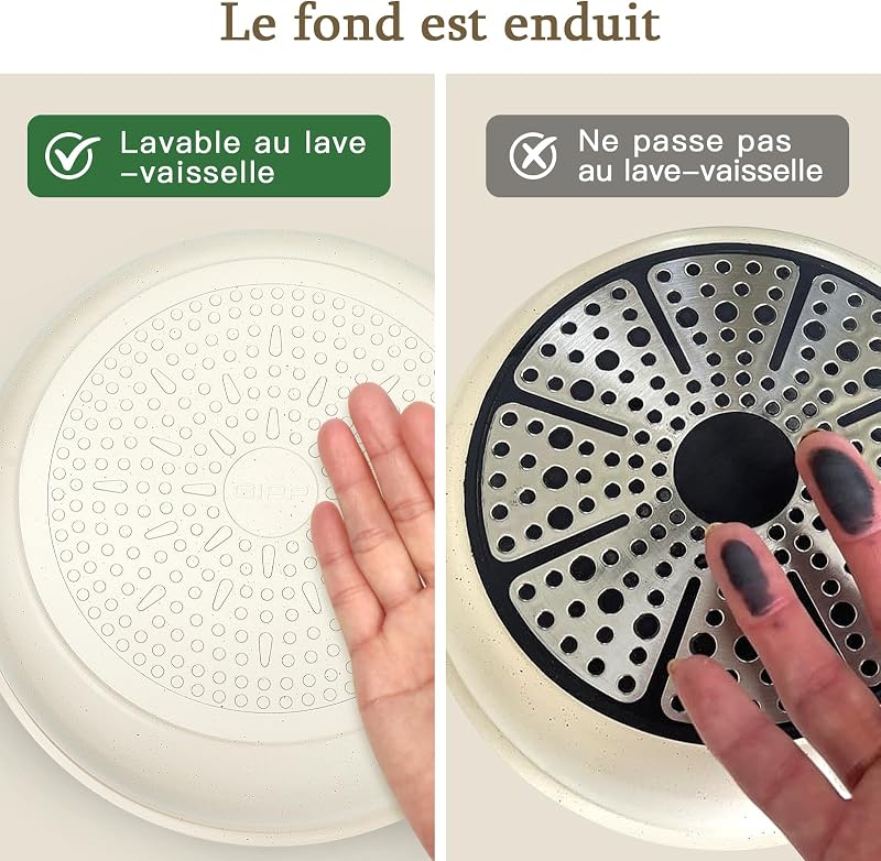 15 PCS Batterie Cuisine en CéRamique AntiadhéSive et Poignee Amovible