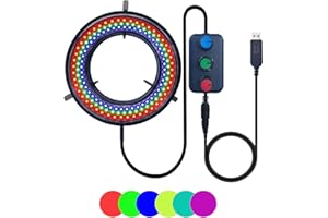 UPWTKIM Microscope Ring Light Source Adjustable Illuminator for Lab Stereo Microscope & Camera (144 LEDs RGB)