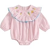 BULINGNA Baby Girl First Birthday Outfit Ice Cream Rainbow Embroidery Ruffle Plaid Romper One Year Old Onesie Fall Clothes