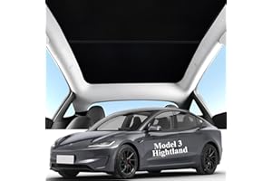 OJOYME Roof Sunshades for Model 3 Highland,Heat Insulation Block UV Suede Glass Sunroof Shade for Teals Model 3(2023-2025),No Sag Nano Ice Crystal Coatings Glass Sunshade,Foldable Tesla Accessories Black