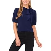 CeCe Short Sleeve Tie Neck Bow Knit Top