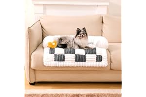 FUNNY FUZZY Pet Couch Covers for Sofa, Small Dog Couch Cover Bed Cozy Cream Plaid Washable Pet Mat for Furniture Protector Sofa Cover for Dogs Cats, Small, Black