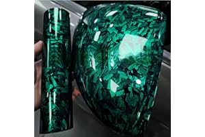 ASENDIWAY Green Forged Carbon Fiber Vinyl Wrap, High Gloss Car Wrap Vinyl Roll Auto DIY Decal Sticker Film Sheet Air Release Self-Adhesive Decor Vinyl