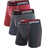 Separatec Mens Underwear with Pouch for balls Anti Chafing Underwear Men Athletic Sport Performance Long Boxer Briefs 3 Pack