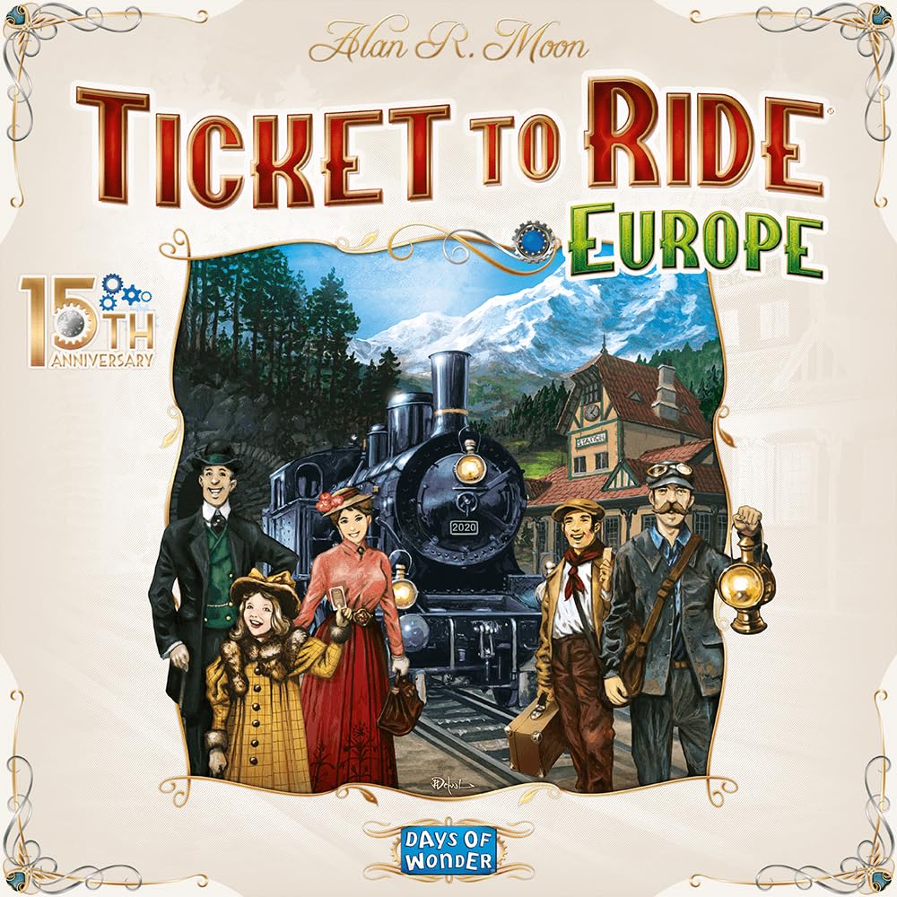 Days of Wonder | Ticket to Ride Europe 15th Anniversary Edition [Amazon Exclusive] | Board Game | Ages 8+ | 2-5 players | Average Playtime 30-60 Minutes