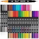 Dual Markers Brush Pens, 36 Fine Point Art Marker, Double Tip Colored Pen for Adult Coloring Hand Lettering Writing Planner