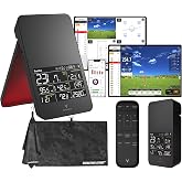 Voice Caddie SC4 PRO Golf GPS Launch Monitor and Driving Range Simulator - 8 Data Parameters, 5 E6 Simulation Courses, 5.3" Display with Voice Output, Indoor and Outdoor, Signature Series Towel Bundle