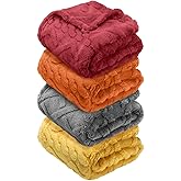 VitalCozy 4 Pcs Soft Fleece Baby Blankets Set 30" x 40" 3D Plush Warm Nursery Swaddling Bed Blanket Little Boys Girls Infant Toddlers and Newborn Receiving Gifts Blankets(Orange Set)