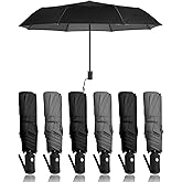 Reginary 6 Pack Umbrella Bulk Windproof Travel for Rain Automatic Open and Close Umbrella Collapsible Folding Rain Backpack Portable for Men Women