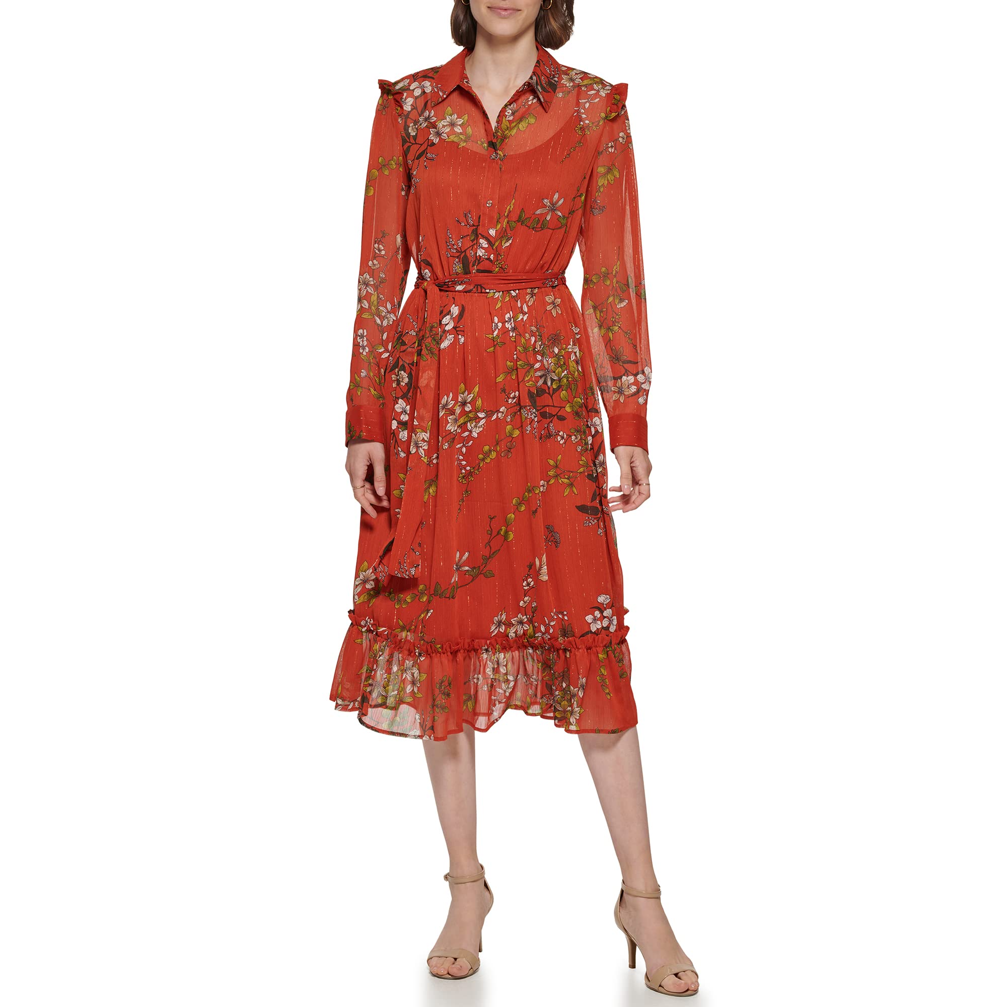Photo 1 of Tommy Hilfiger Womens Dress Shirtdress,Paprika Multi,10
