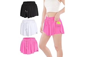 ZUEMET Girls Butterfly Shorts Flowy Shorts with Pocket 2-in-1 Dance Athletic Shorts for Girl 7-14 Years